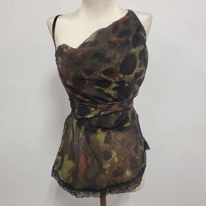 Vintage Baby Phat Womens Artsy Abstract Y2K Tank Size L Green Unique Eclectic